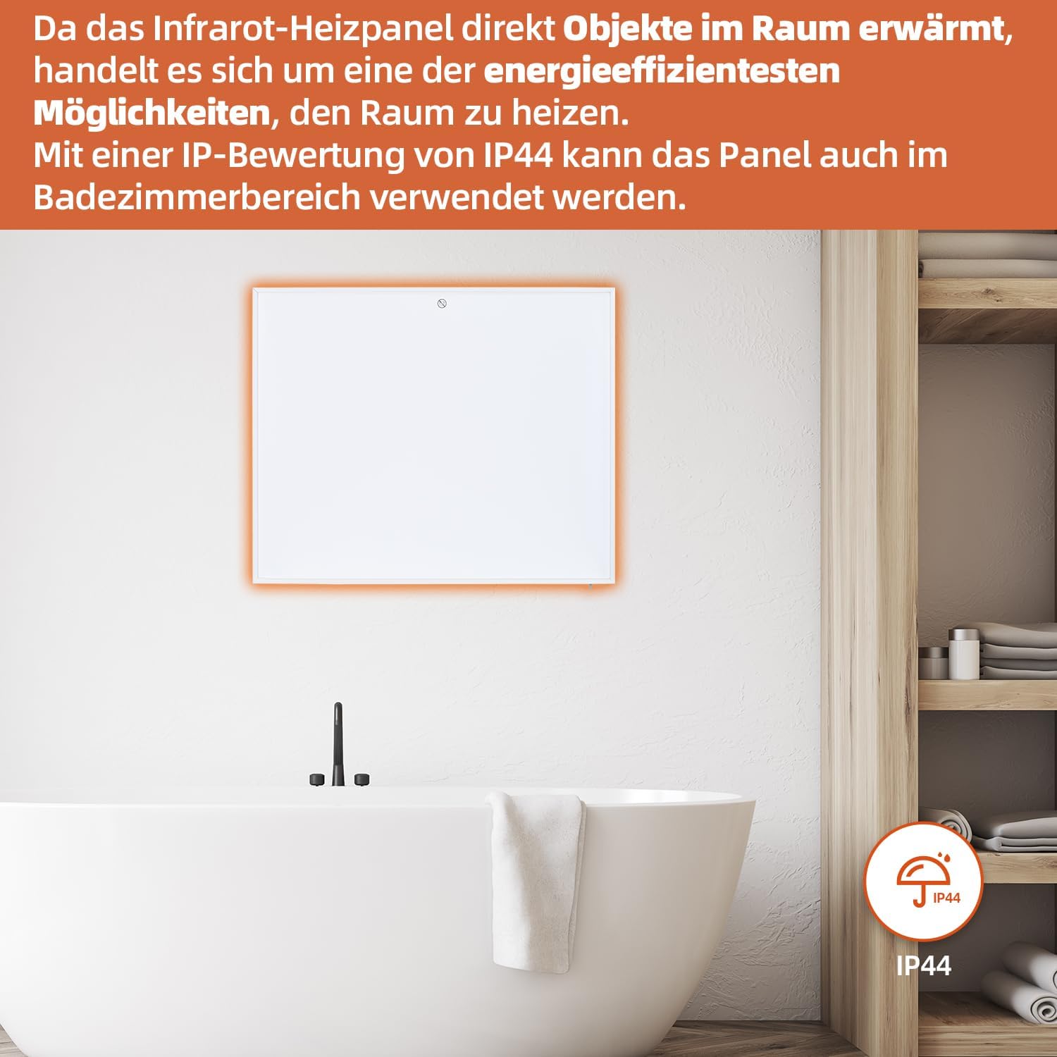 SHX Infrarot-Heizpaneel mit WiFi 350W SHXA350-WiFi – 350 Watt, 4-7m², Wandmontage, WiFi, Fernbedienung, weiß