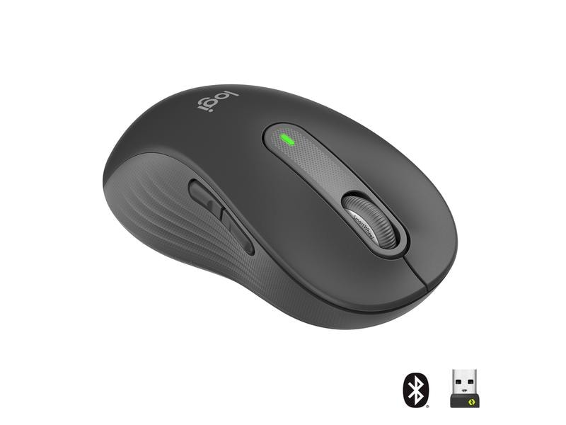 Logitech Maus Signature M650 L left Graphite Präzise Wireless-Maus mit «Logitech SilentTouch»-Technologie