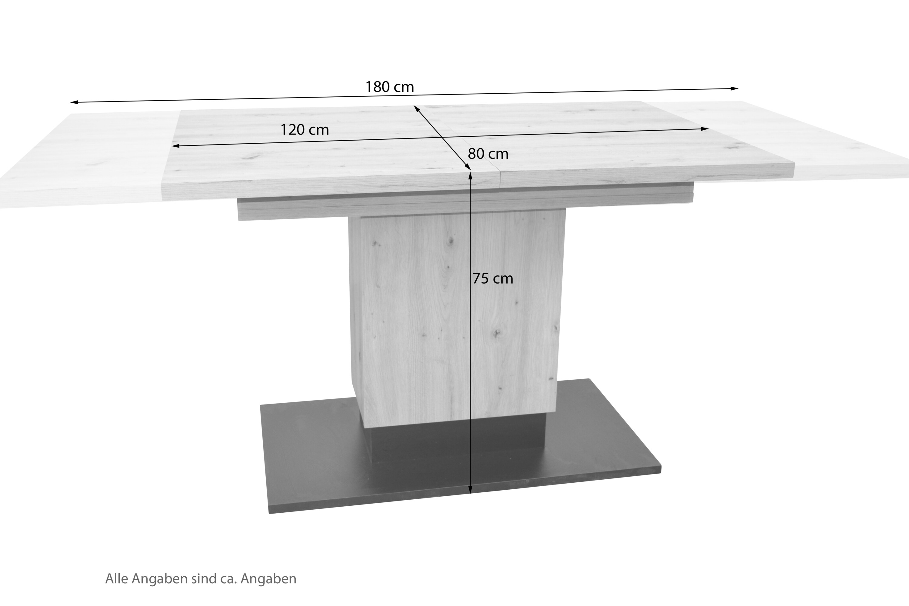 möbel direkt online Säulentisch 120-180 cm vergrößerbar Hannes
