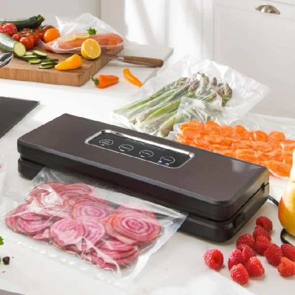 Lot appareil à emballer sous vide inox brossé KCPSV60S et 2 rouleaux d