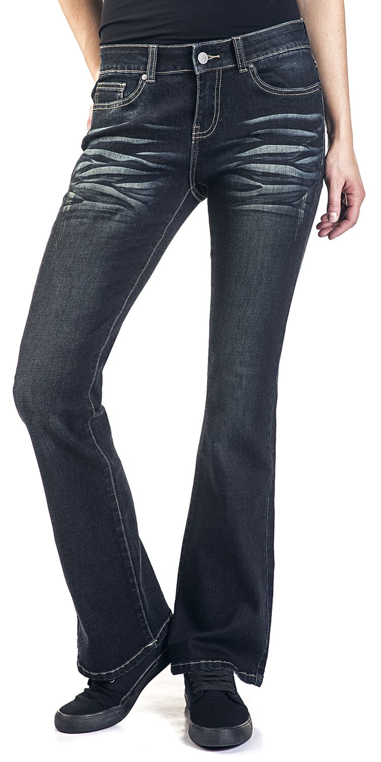 Grace - Jean Bleu Foncé Délavé & Retroussé | Black Premium by EMP Jean