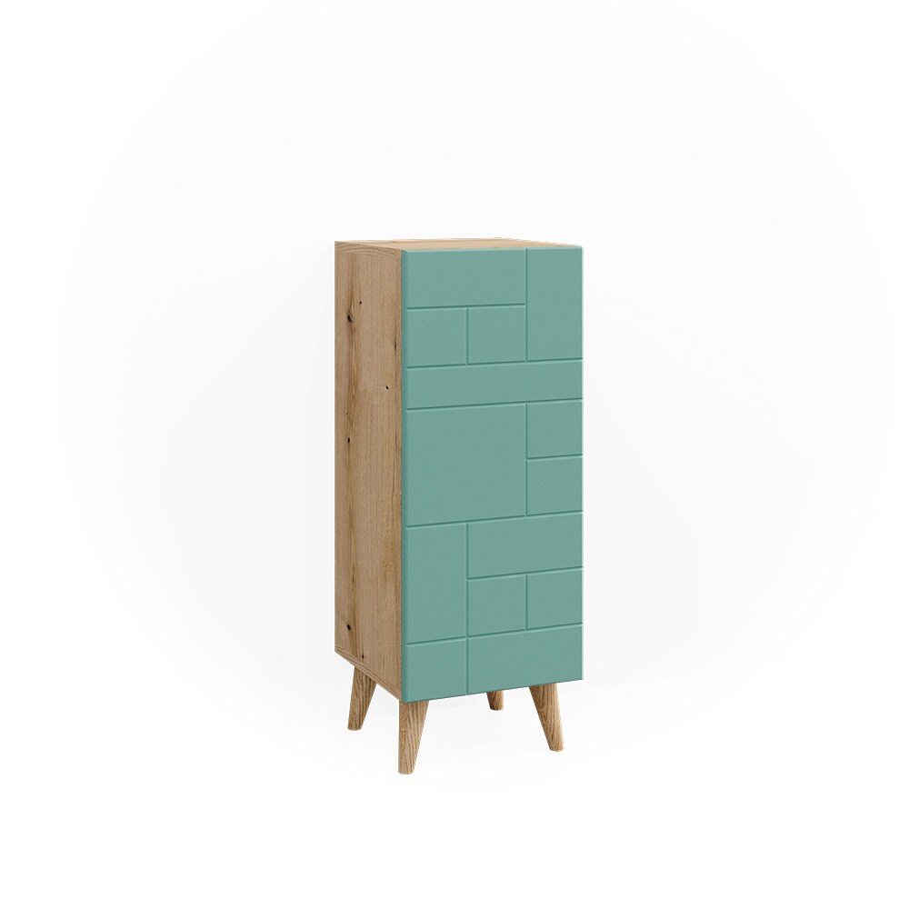 Vicco Midischrank Rudi 30,3 x 80,3 cm, Eiche Evoke Mintgrün, schmaler Badschrank
