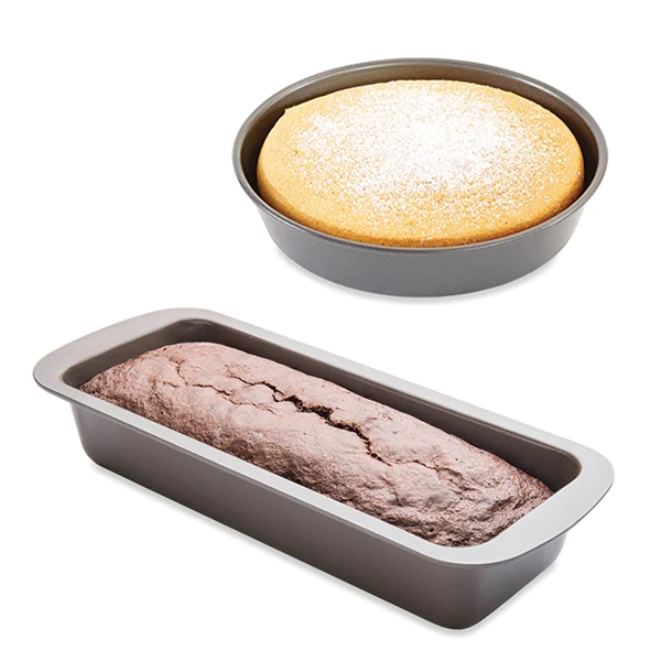 Lot moule à manqué rond 23 cm et cake 30 cm acier revêtement antiadhér