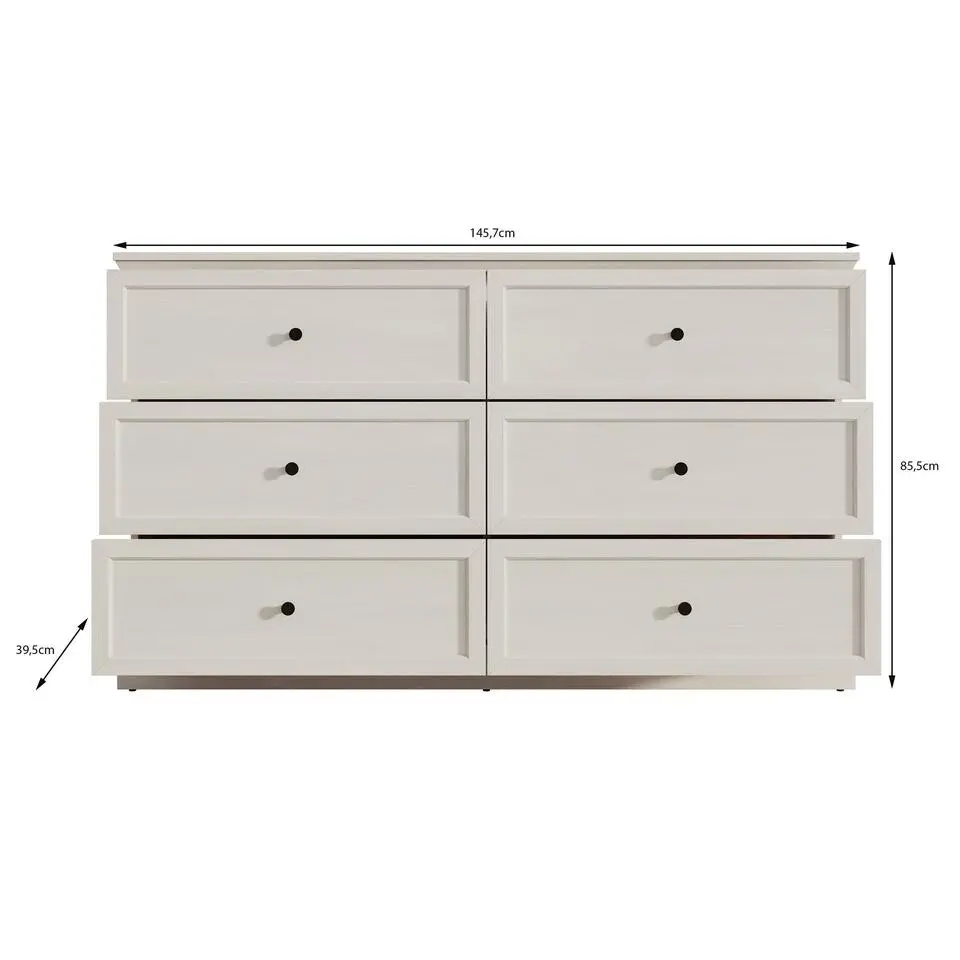 Meubella - Ladekast Leroy - Zwart eiken - 146 cm
