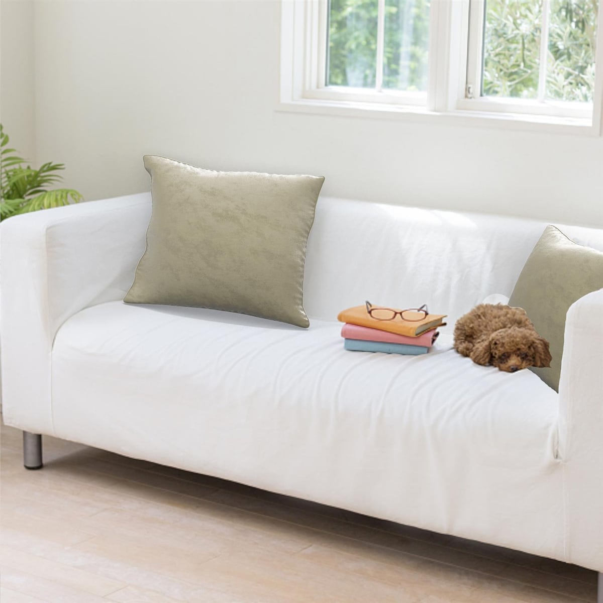Putetrekk 40x40 cm dekorativ i fløyel (beige)