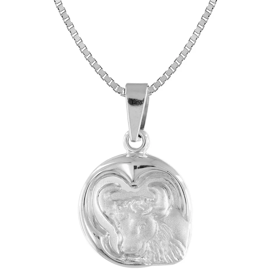 trendor Stier Sternzeichen mit Halskette 925 Silber Ø 15 mm silver