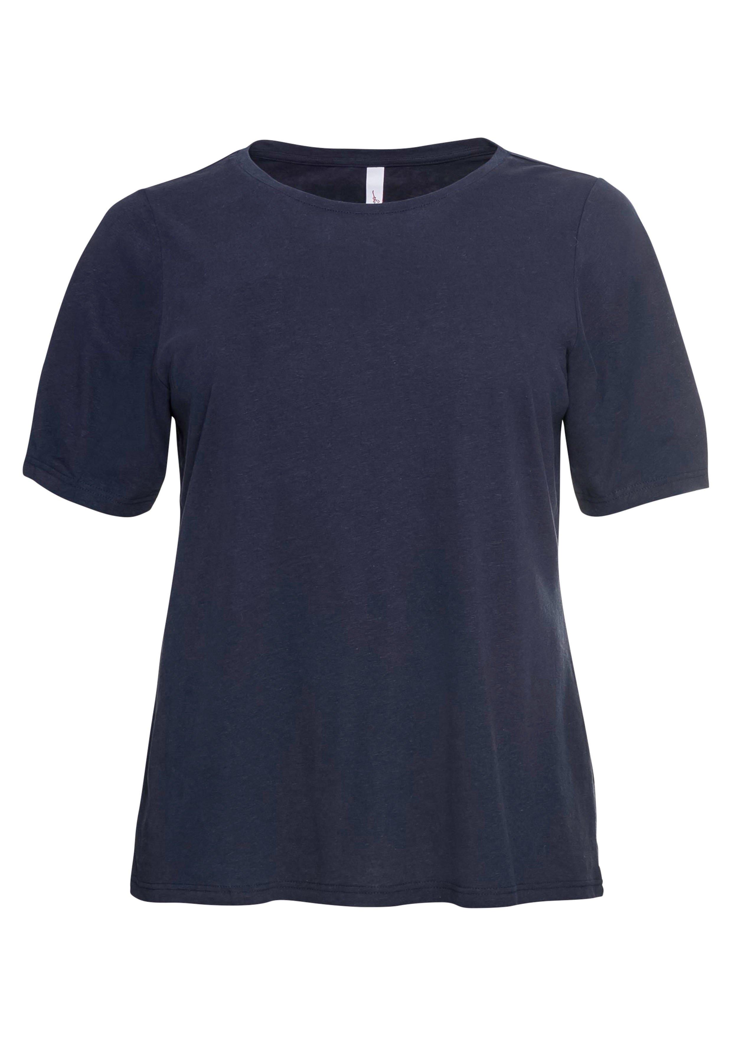 Shirt aus Leinen-Viskose-Mix, mit Puffärmeln