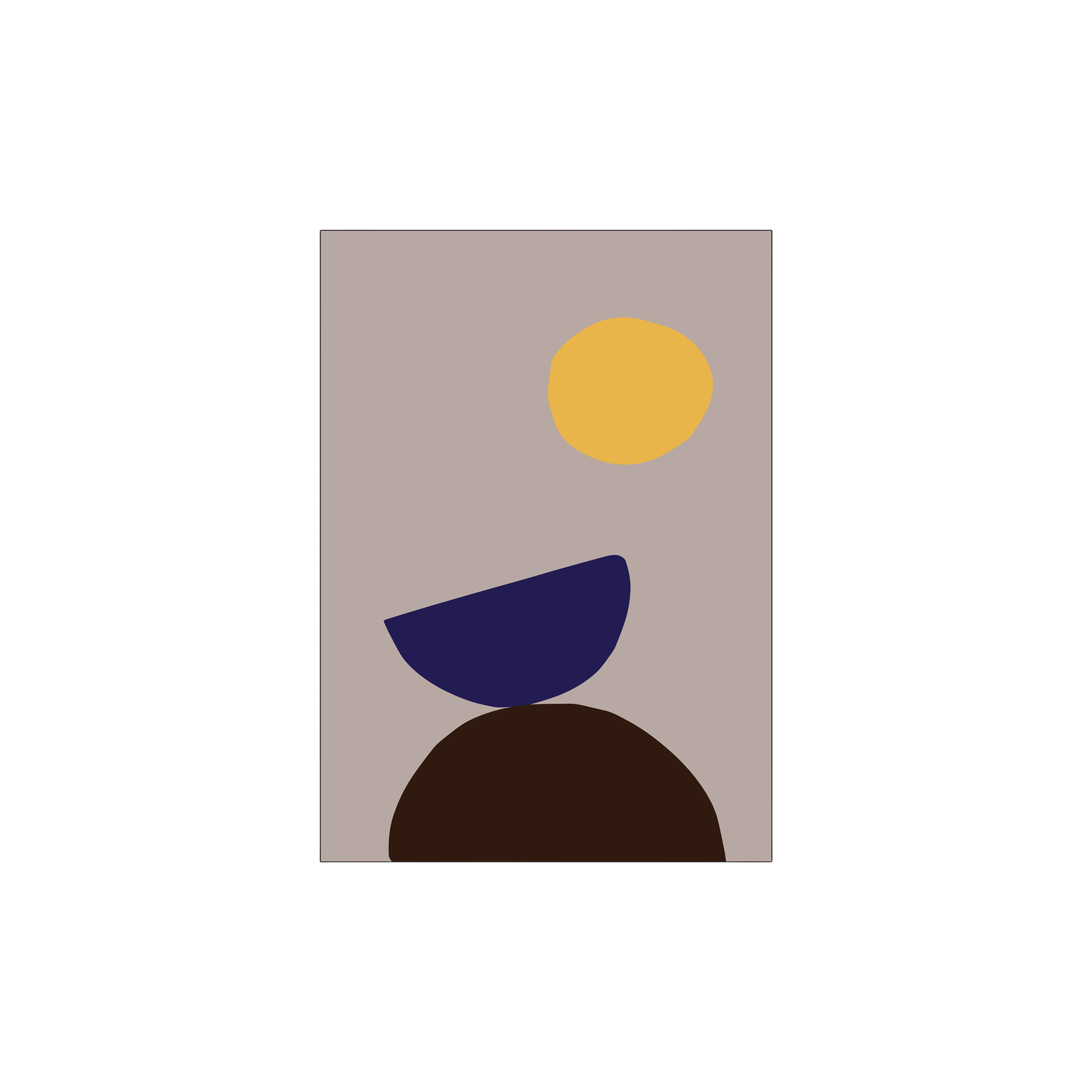 Plakat Organic Shapes 07 A3 | Affordable Art Prints. | Warm Grey, Yellow | Poster and Frame