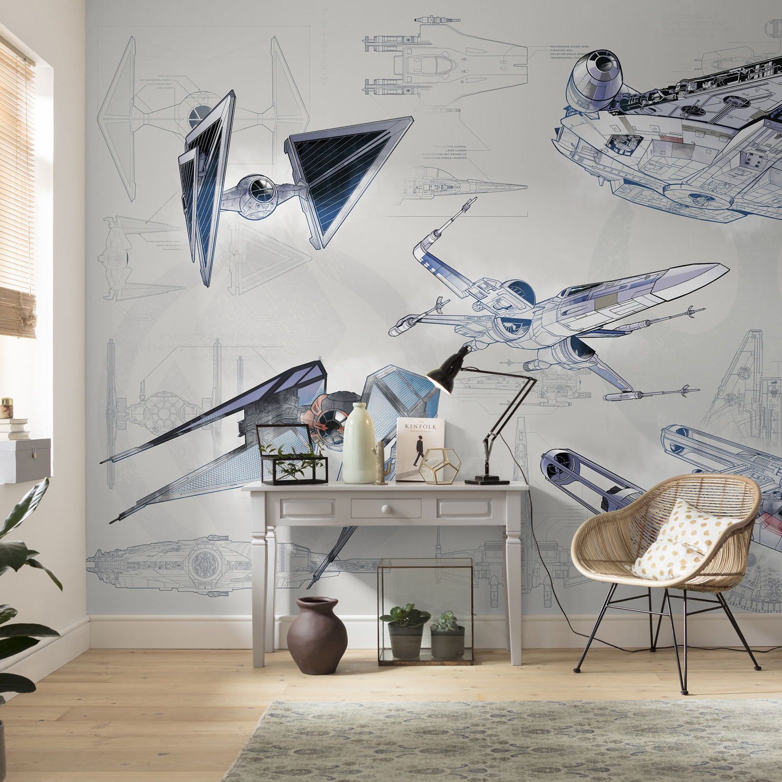 Vlies-Fototapete STAR WARS BLUEPRINT LIGHT - 400x280 cm
