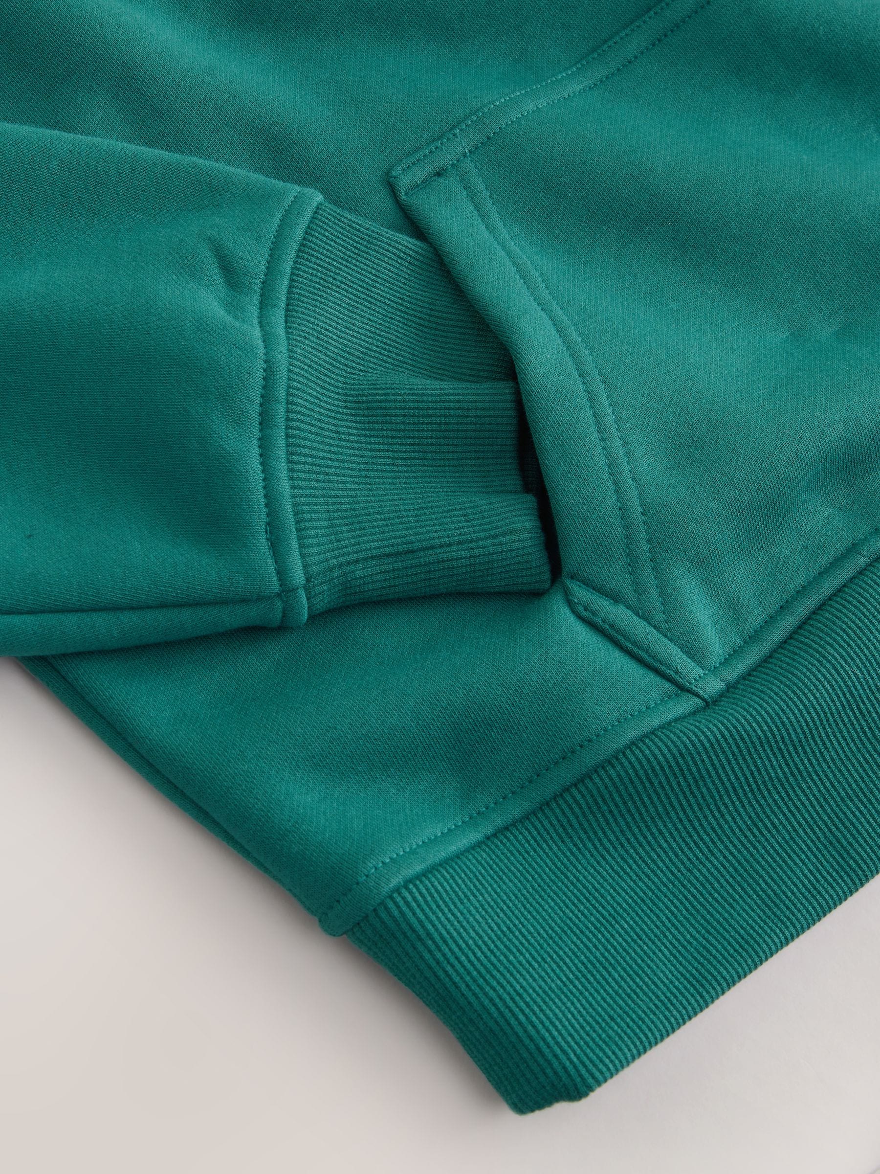 Blauwgroen - Relaxed fit sweatshirt van zware katoenrijke jersey met ritssluiting bij de hals