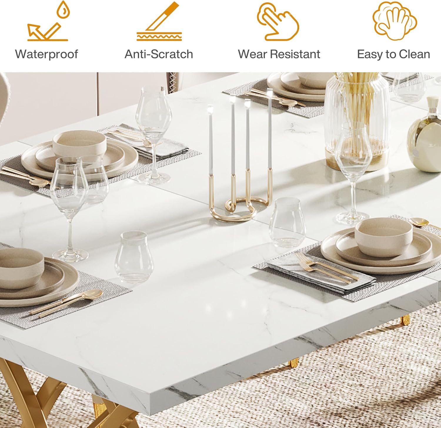 LITTLE TREE Modern Dining Table for 4-6 People, 63