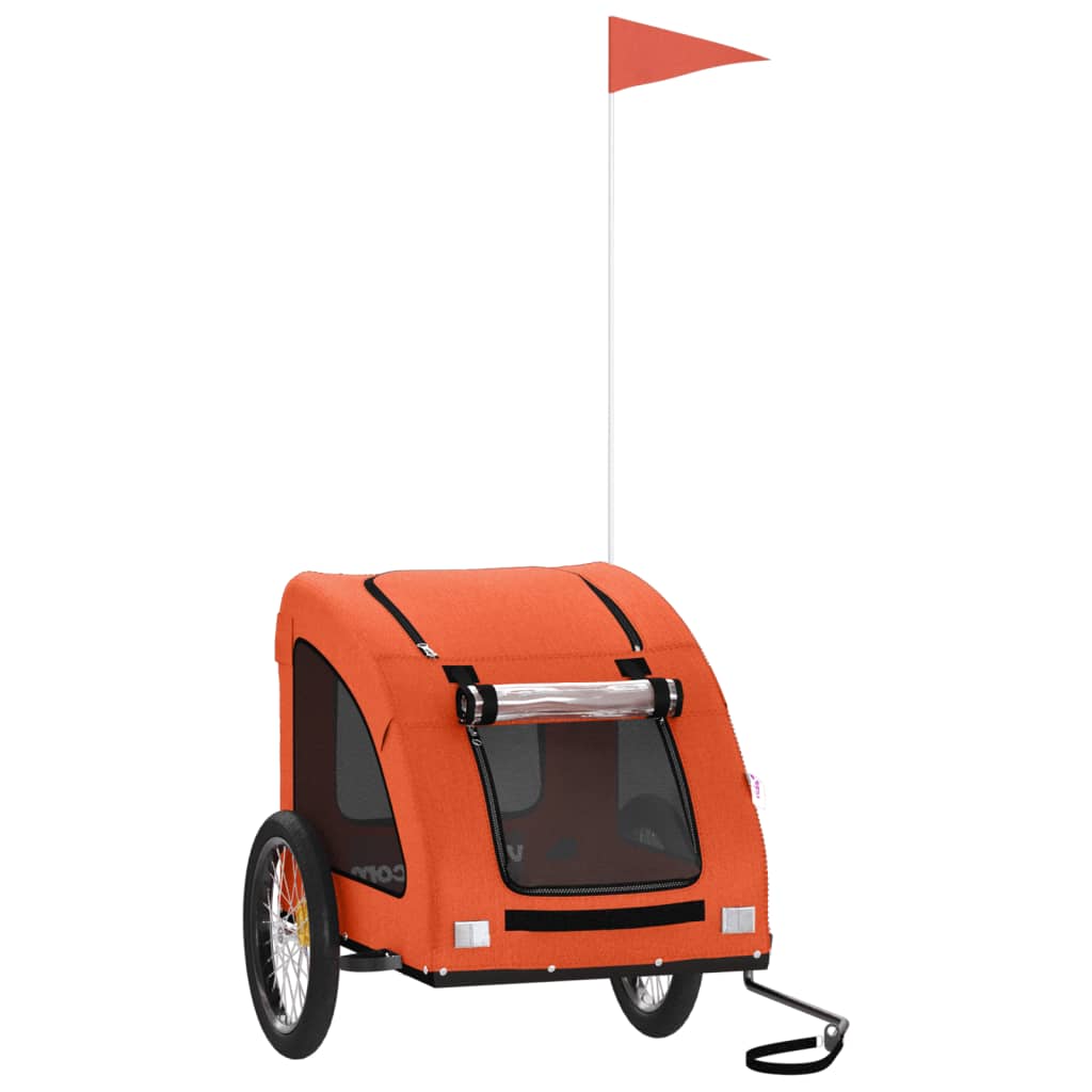vidaXL Pet Bike Trailer Iron Oxford Cloth Orange