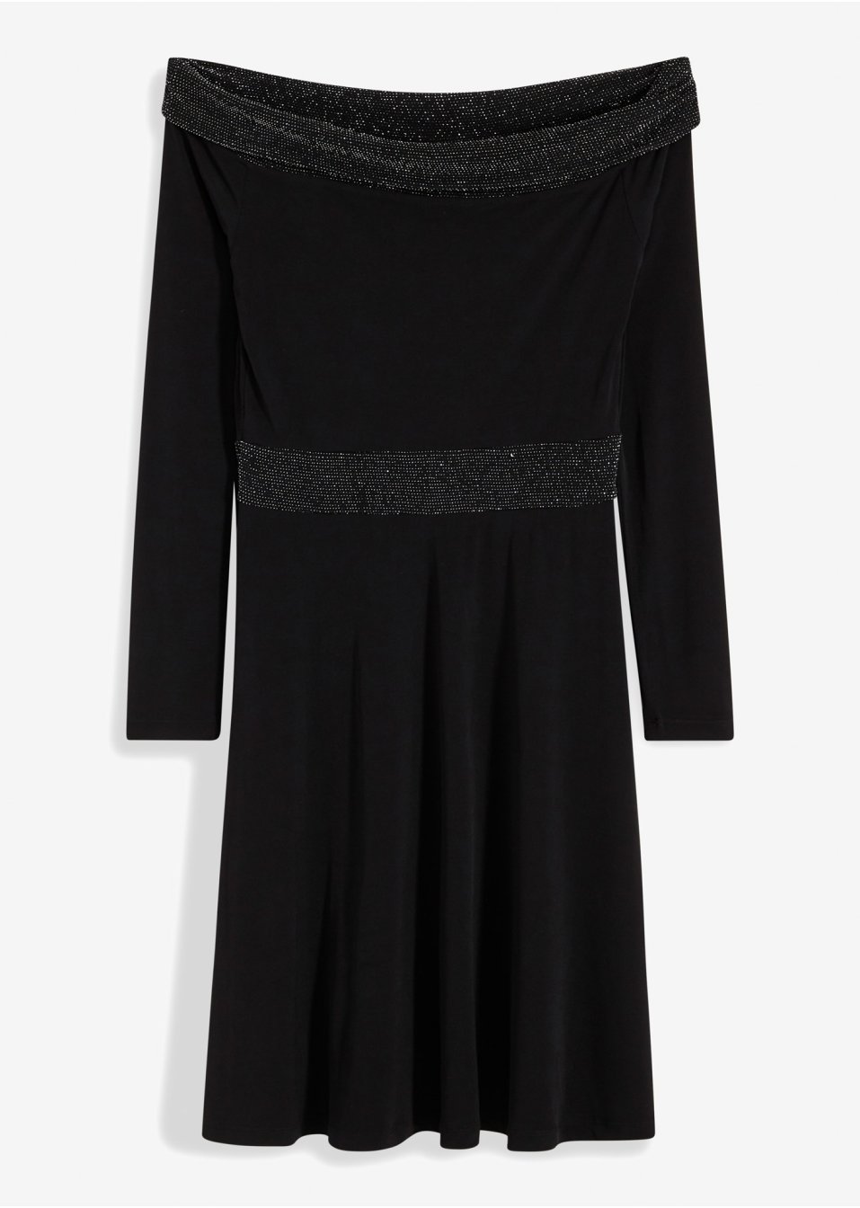 Robe en polyester recyclé à encolure Bardot avec effet brillant