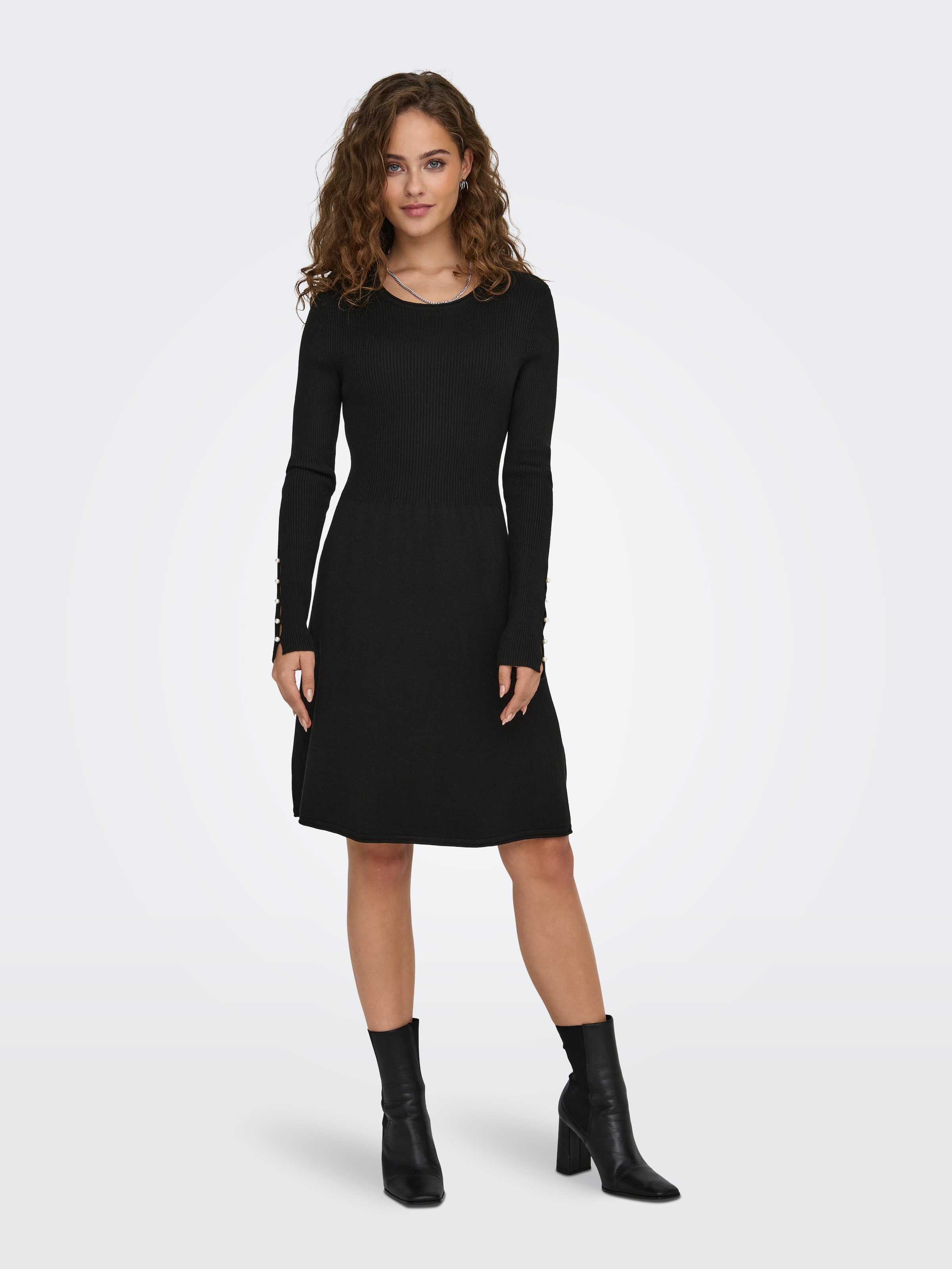 ONLY Midikleid »ONLNATASCHA LS PEARL O-NECK DRESS CC KNT« Sommerkleid