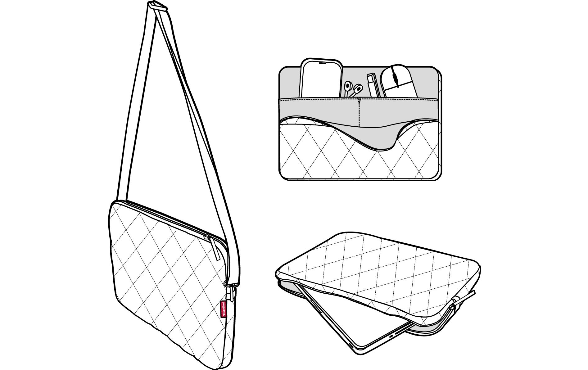 Notebooktasche Notebook sleeve Rhombus Light Grey, 13.5 