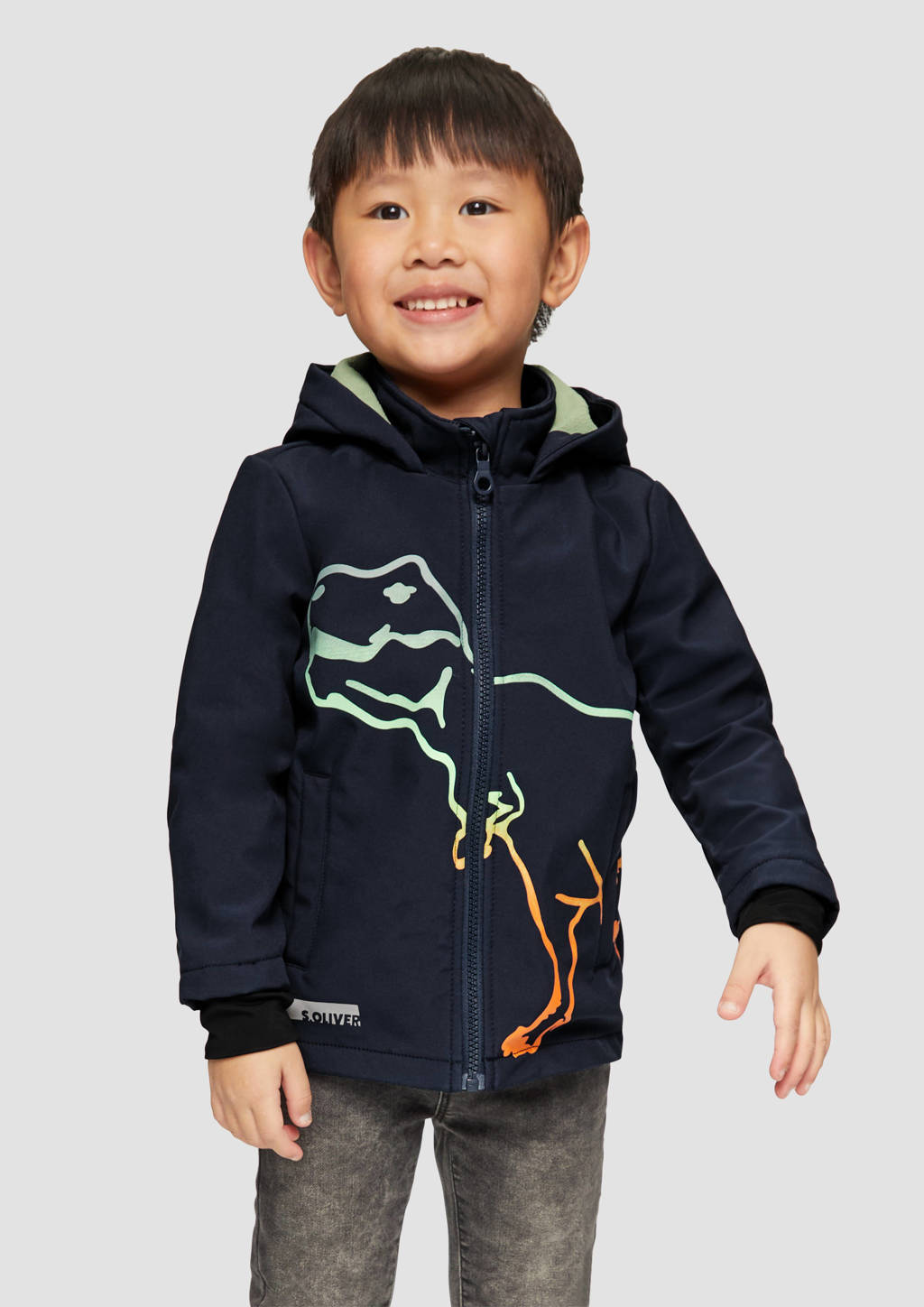 s.Oliver softshell jas met printopdruk marine