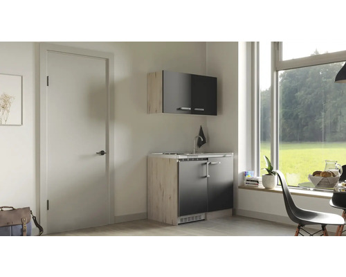 Flex Well mini keuken met apparatuur Santo 100 cm antraciet mat gedemonteerde variant omkeerbaar 00012462