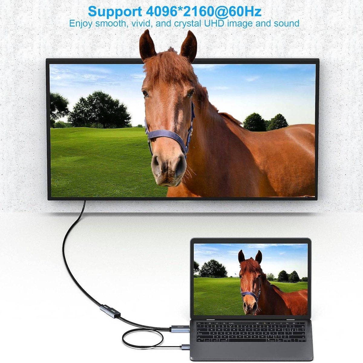 NÖRDIC HDMI til Displayport-adapter 20cm 4K60Hz 18Gbps
