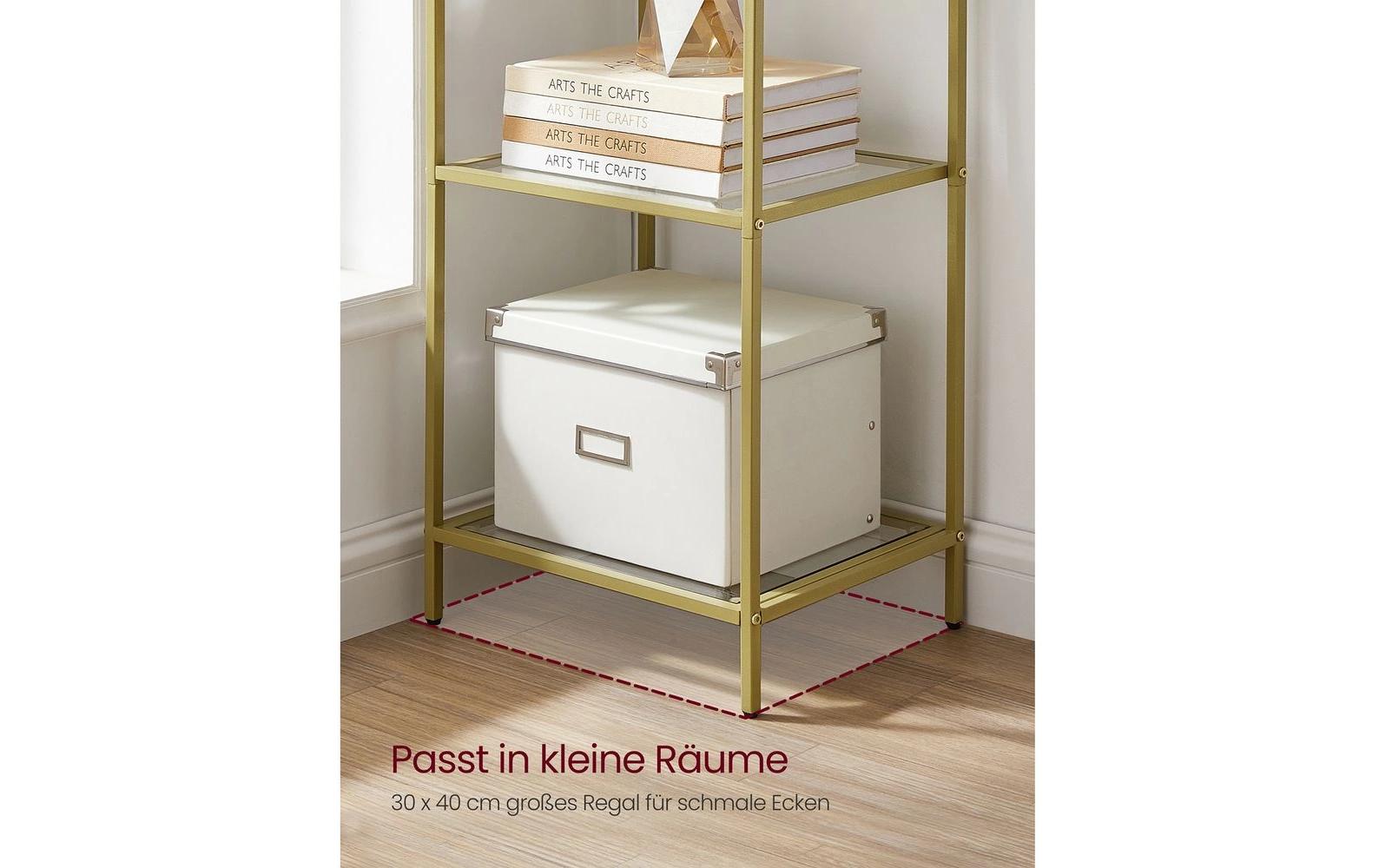 Regal 5 Ablagen 40 x 177.3 cm, GoldRegal mit Glasablagen