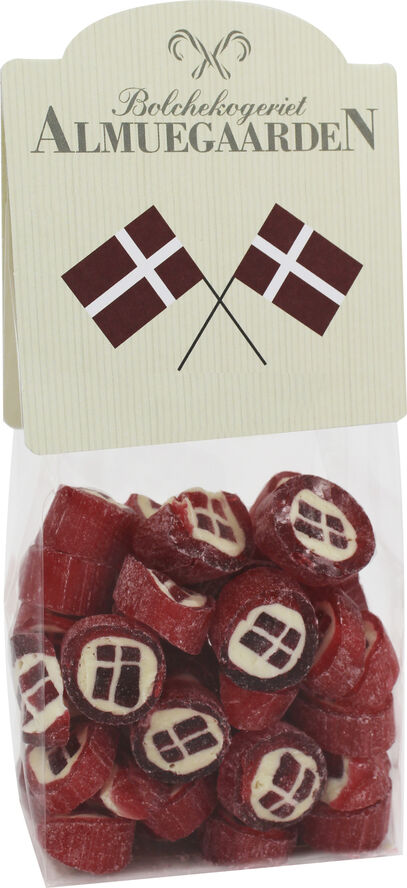 Almuegaarden Danske Flag bolcher med smag af jordbær (anledningskort) No color