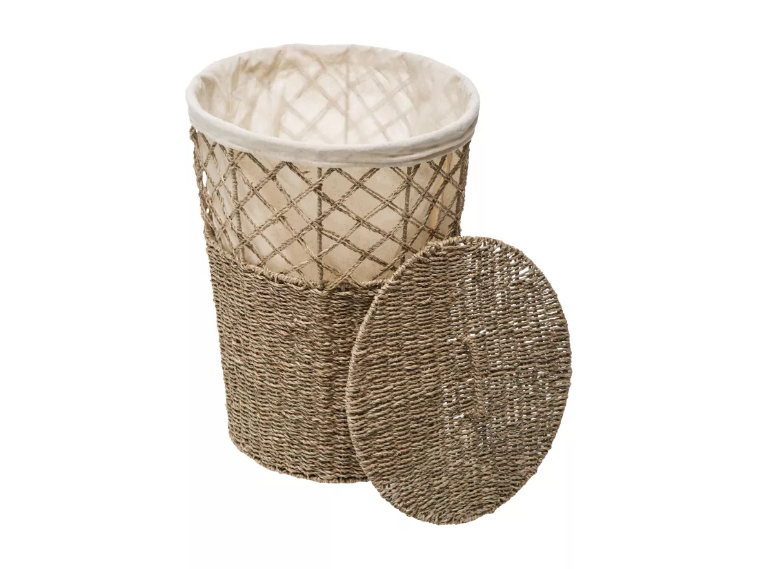 WELL HOME - Panier en osier avec couvercle beige