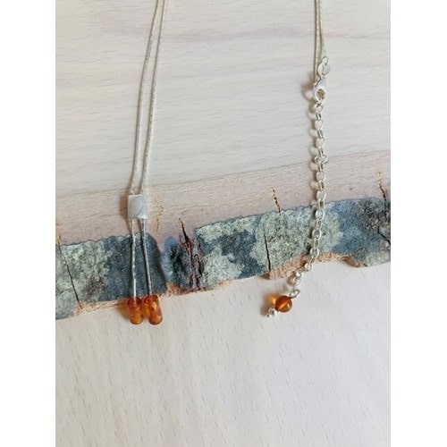 Collier argent et ambre