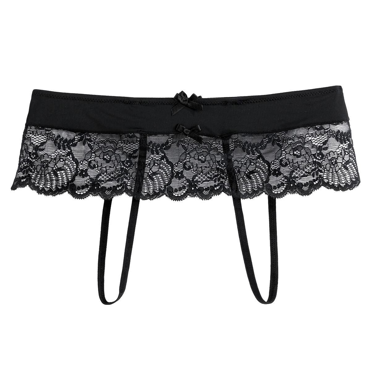 SUÍTE PRIVÉE<br>Calcinha hipster com fenda, microfibra e renda