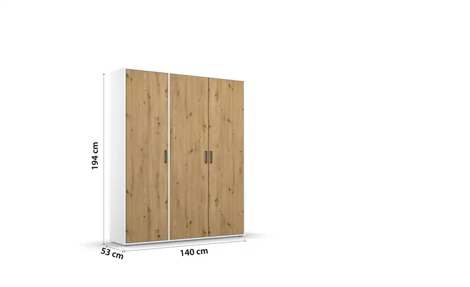 Drehtürenschrank Absetzung: Weiß 140 cm 3 Stück