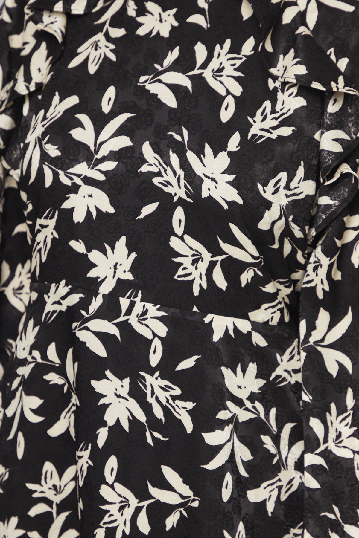 Wallis ROBE MIDI À VOLANTS EN JACQUARD SATINÉ FLORAL PETITE TAILLE