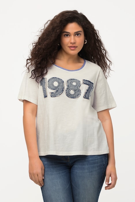 T-Shirt, Jeanszahlen, A-Linie, Rundhals, Halbarm