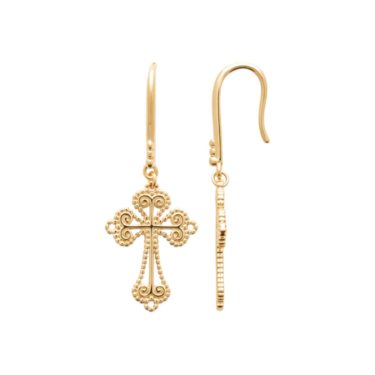 Boucles d'oreilles croix tréflée Plaqué OR 750 3 microns