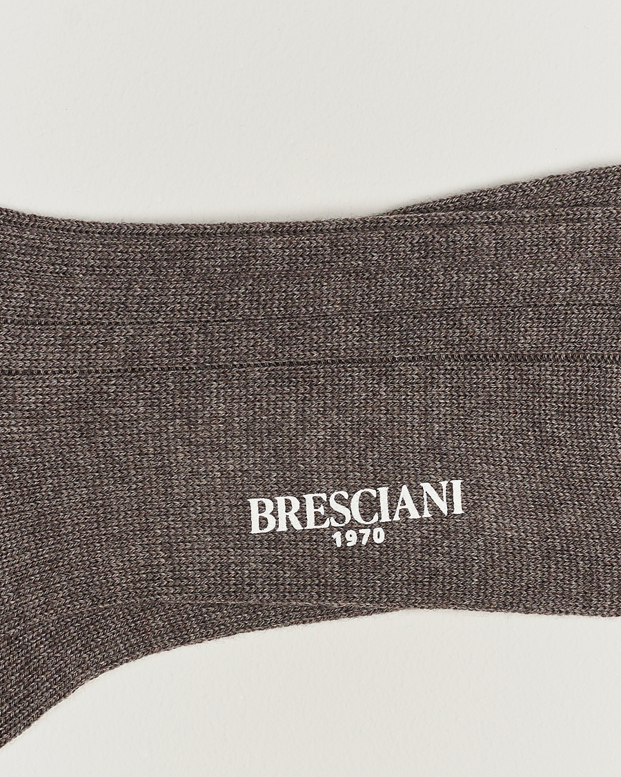 Bresciani Wool/Nylon Heavy Ribbed Socks Taupe