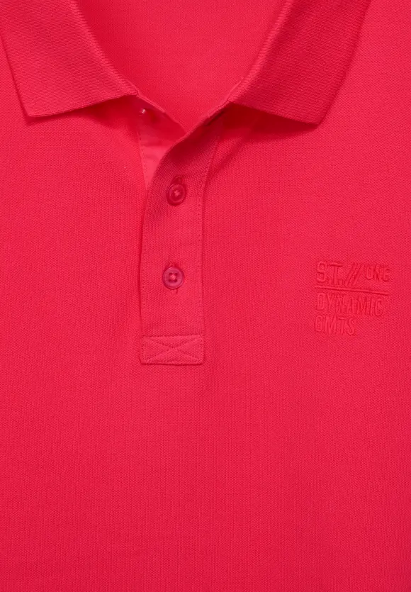Poloshirt in Piqueé - hibiscus red