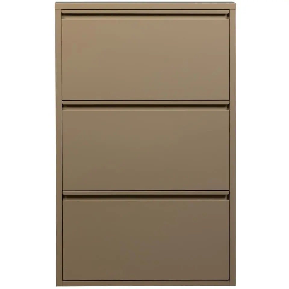 WOOOD Sabine 3-Vaks Schoenenkast - Metaal - Zand - 103x66x16