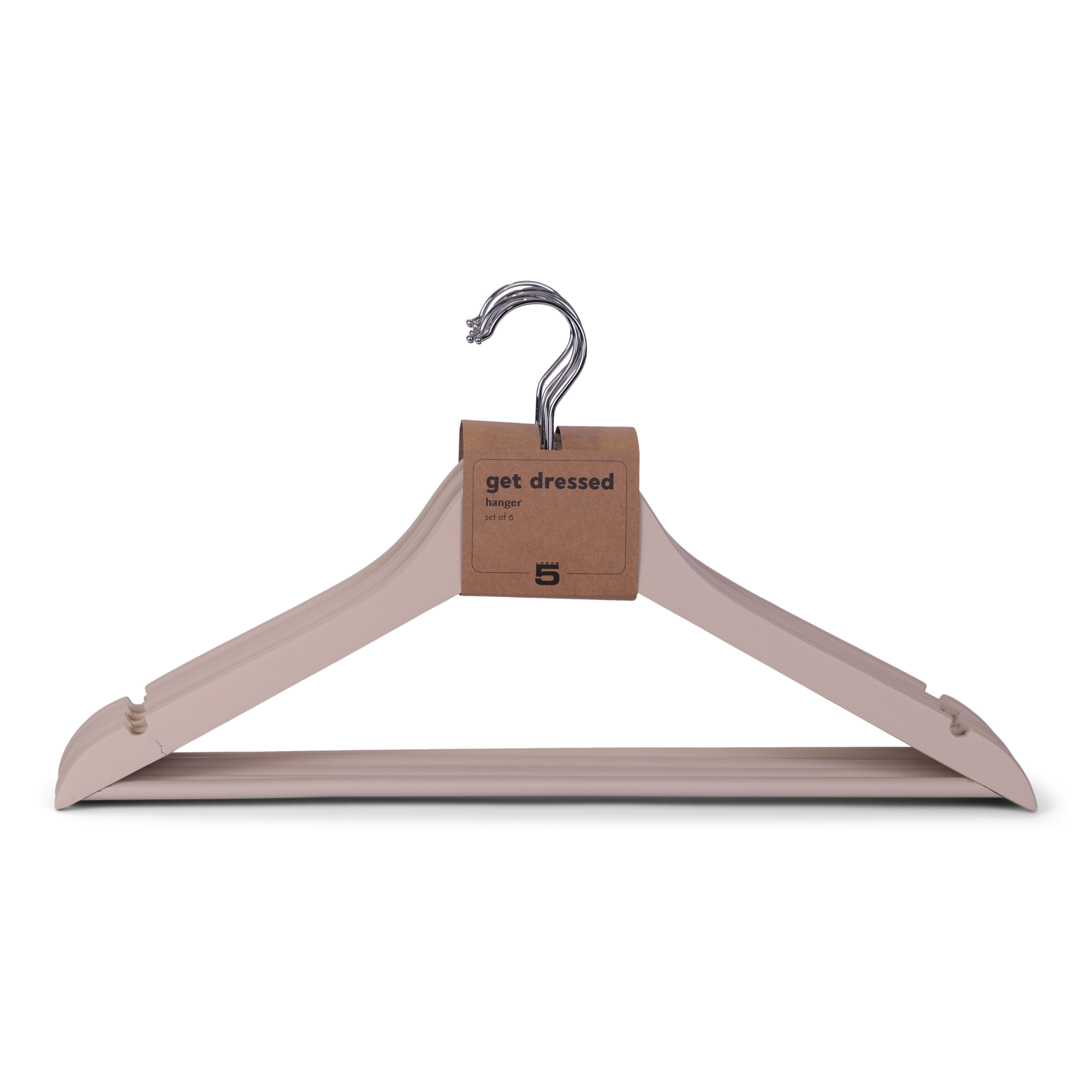 Kledinghangers hout beige  - set van 6