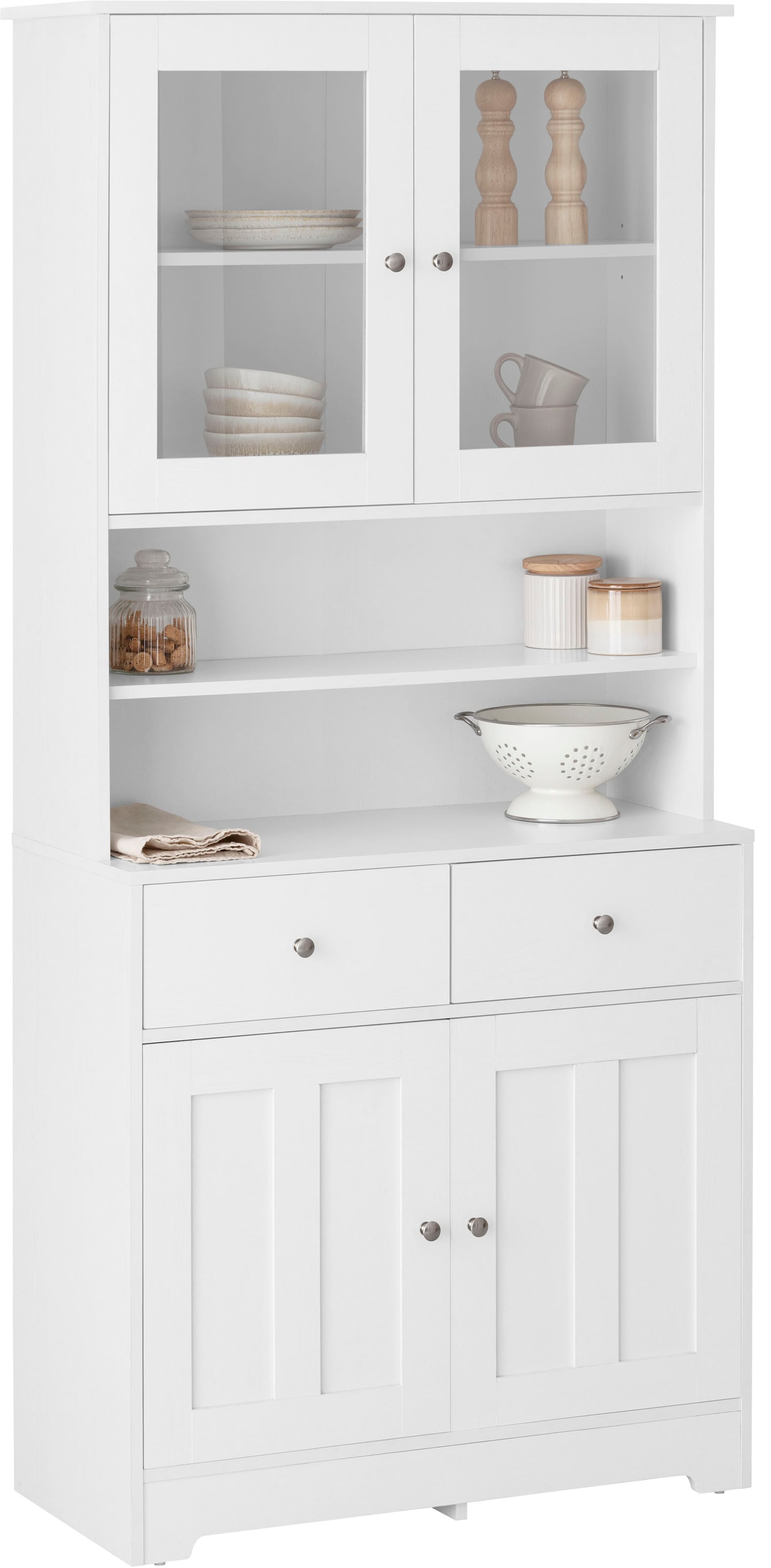 Home affaire Buffet »Kate« Breite 88 cm, mit Glastüren und Holztüren, Metallgriffen, Höhe 182 cm