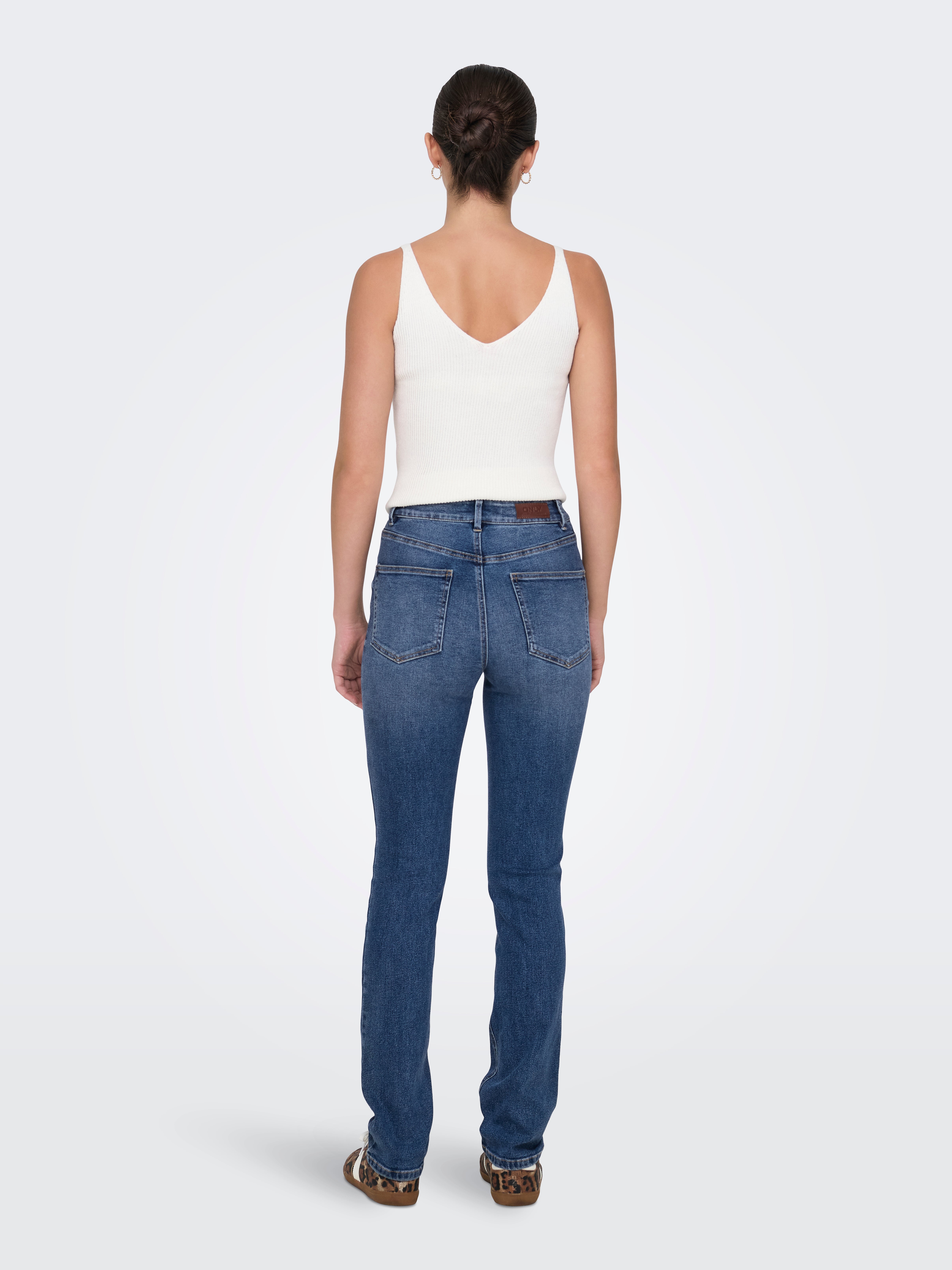 ONLWILLOW Hohe Taille Slim Fit Jeans Dark Medium Blue Denim