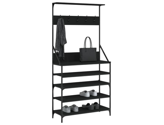 VIDAXL - Penderie Porte-vêtements et rangement des chaussures noir 90x34x184 c...