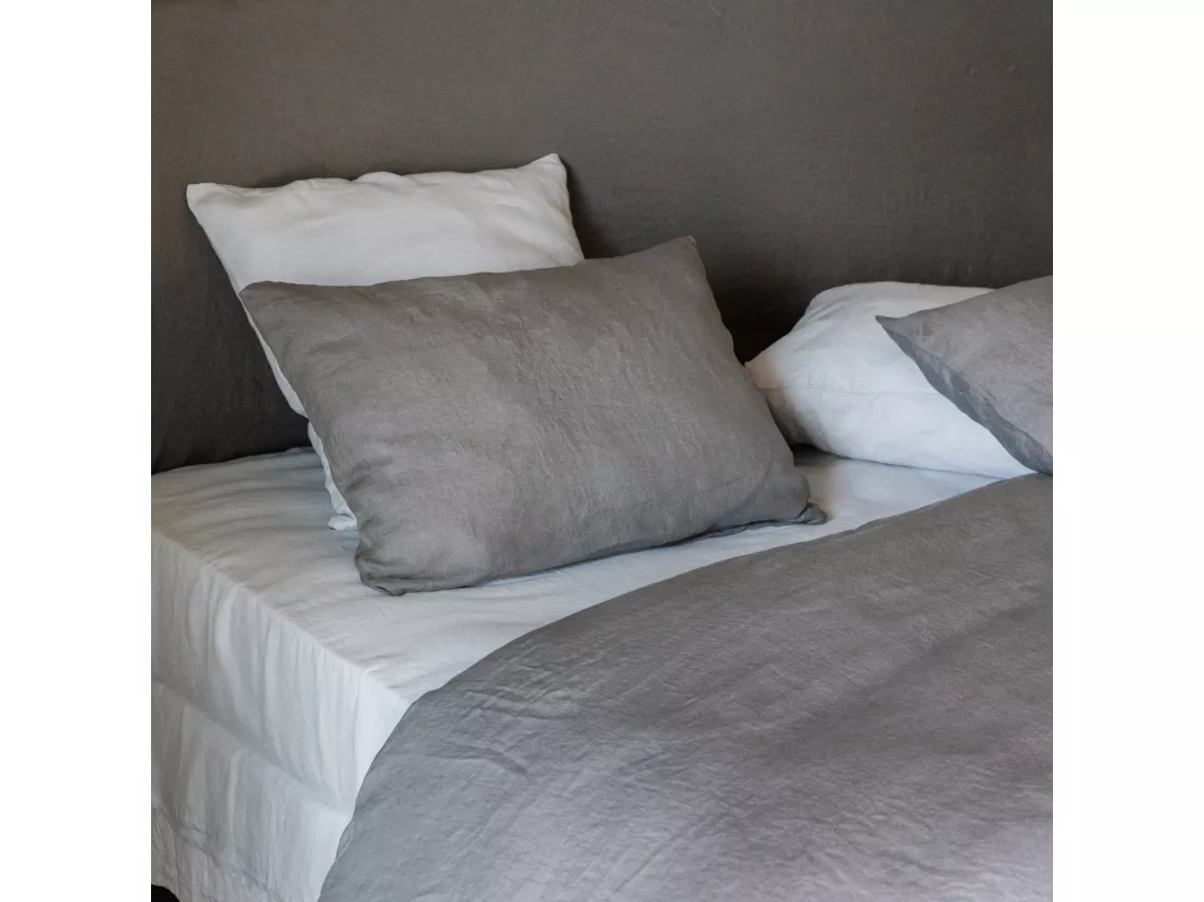 Taie d'oreiller uni 65X65 cm 100% lin lavé SONATE beige Chanvre