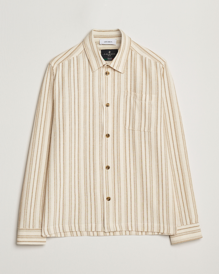 Les Deux Shane Stripe Cotton Overshirt Ivory
