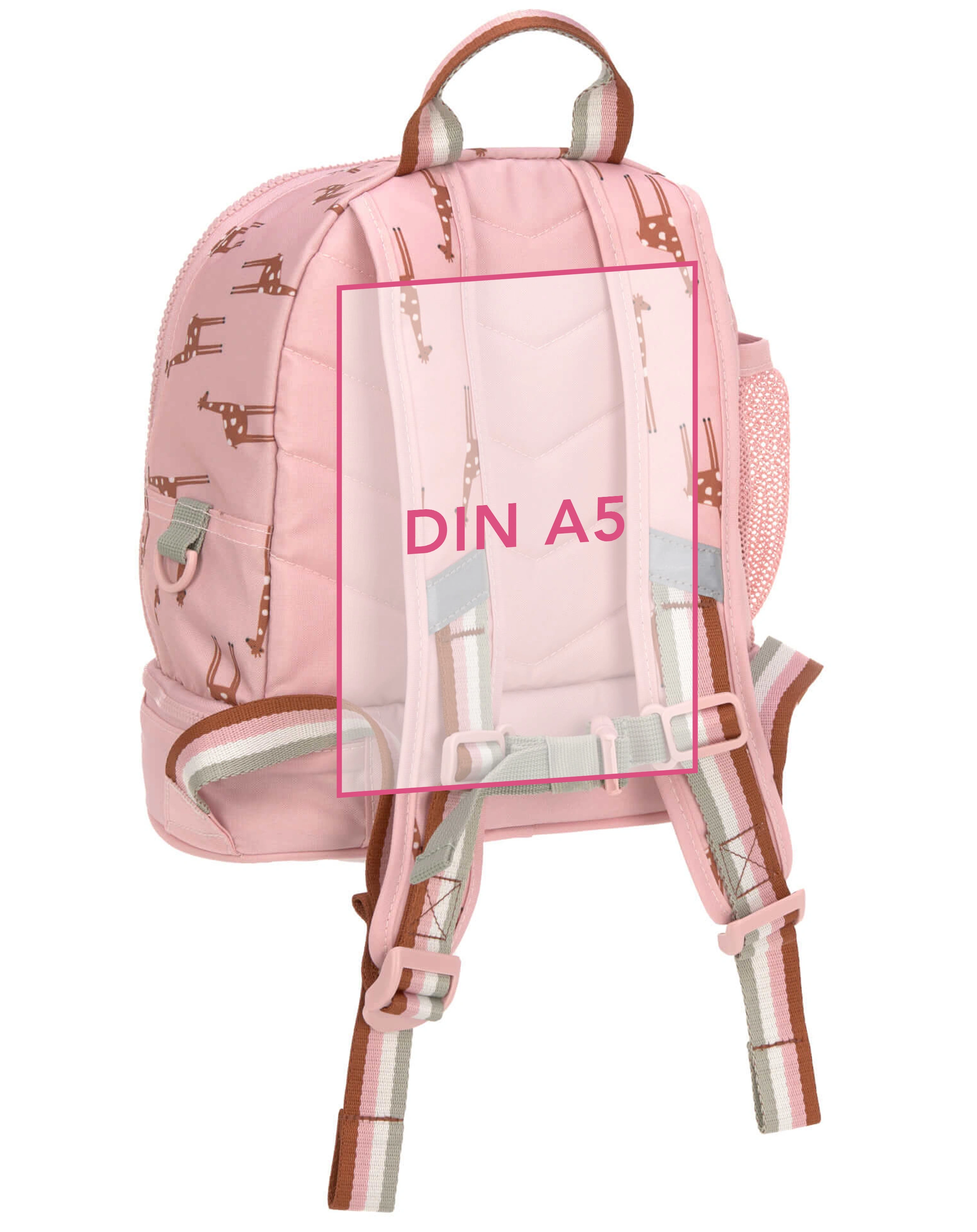 Kindergartenrucksack SAFARI GIRAFFE in rosa