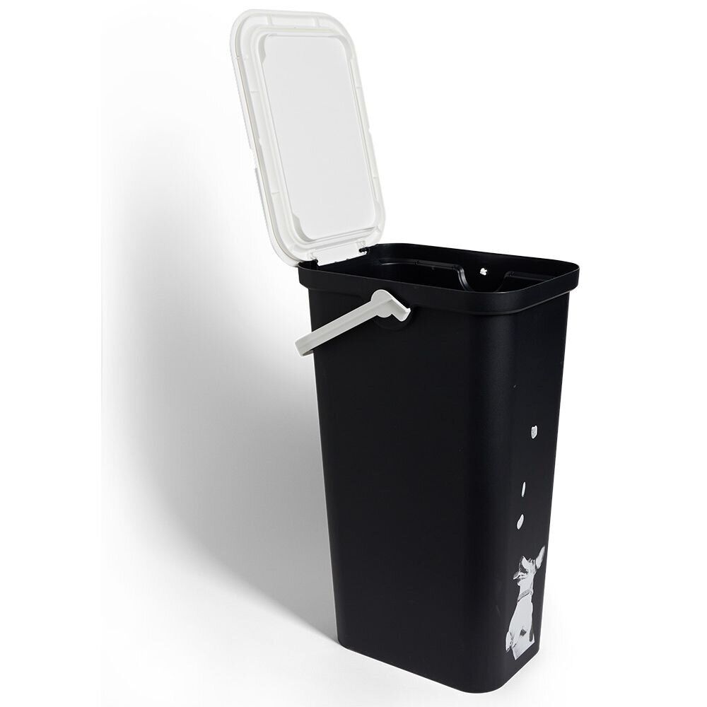Conteneur à croquettes 25L motif chien et biscuits plastique noir