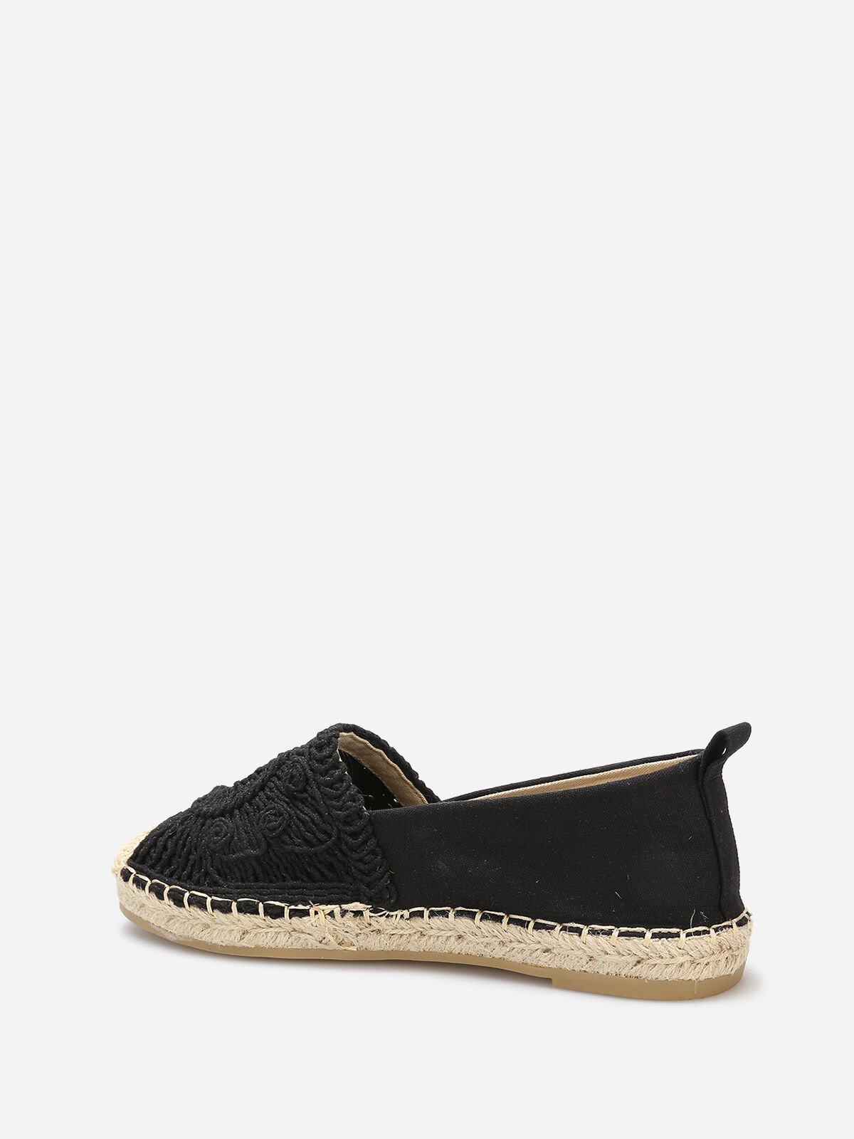 Espadrilles en tissu et crochet- Noir