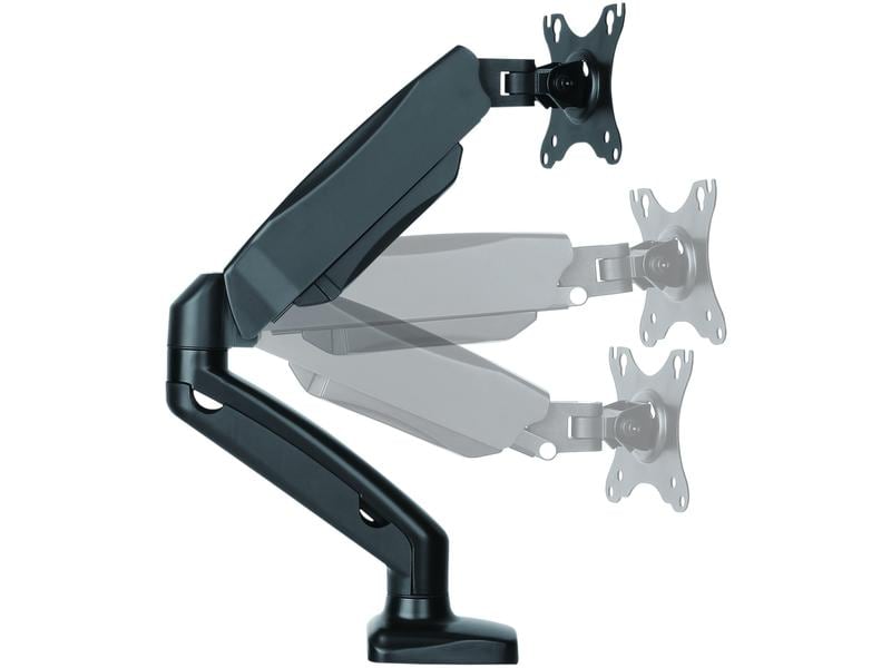 ICY BOX Tischhalterung IB-MS303-T bis 6.5 kg – Schwarz Monitorständer mit Tischhalterung und Kabelmanagement