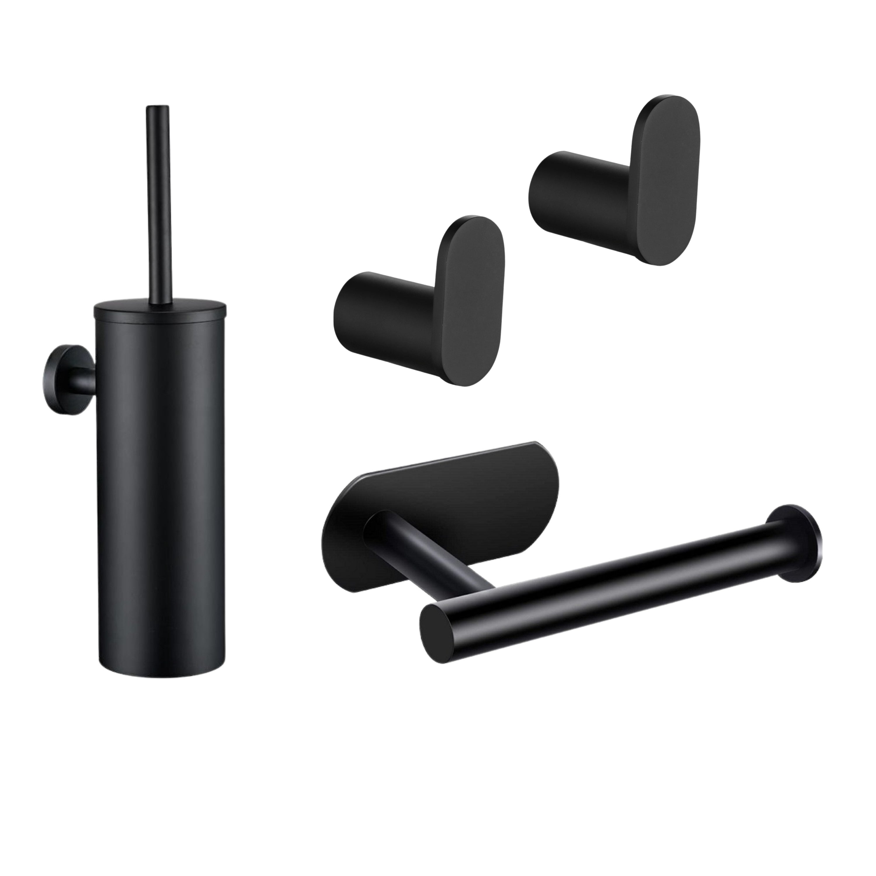 XIVADA Toilet accessoires set - 4 delig -  Rvs - Zwart