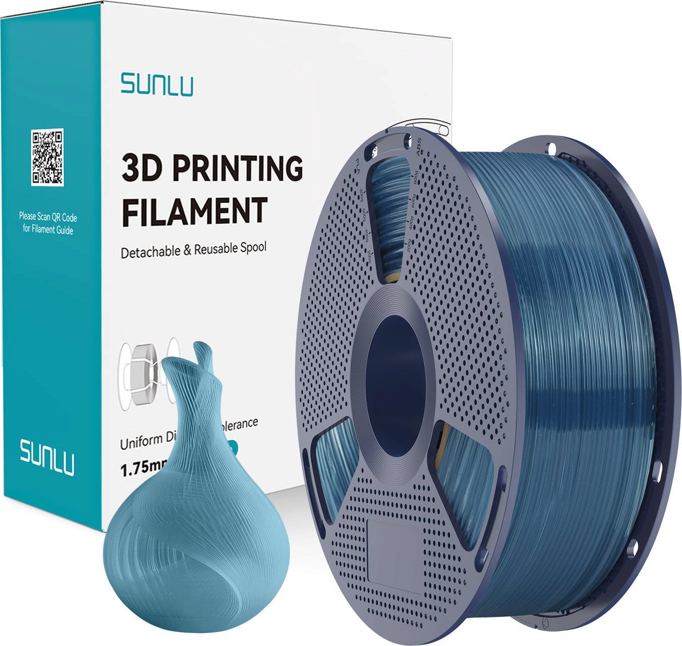 SUNLU  PLA Transparent Ocean Haze, 1,75 mm / 1000 g    Biologisch abbaubares PLA Material in Transparent Ocean Haze