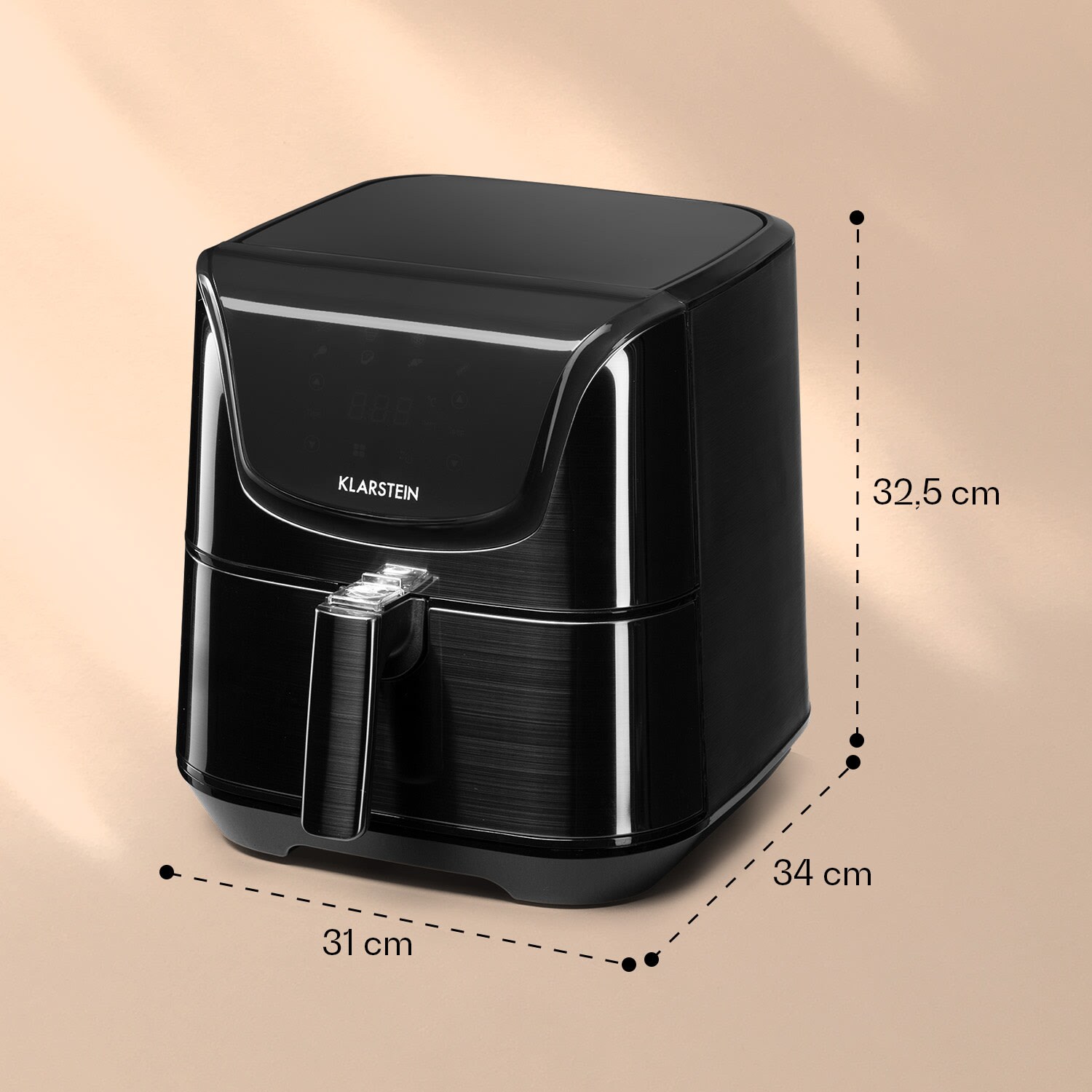 AeroVital Deluxe Heißluftfritteuse 1700W 5,4 Liter Edelstahl Schwarz