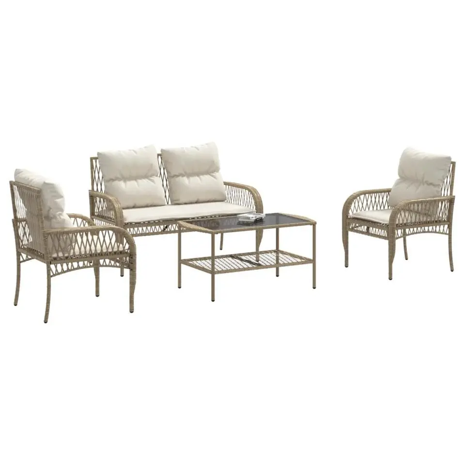 vidaXL - Loungeset - Beige - Poly rattan