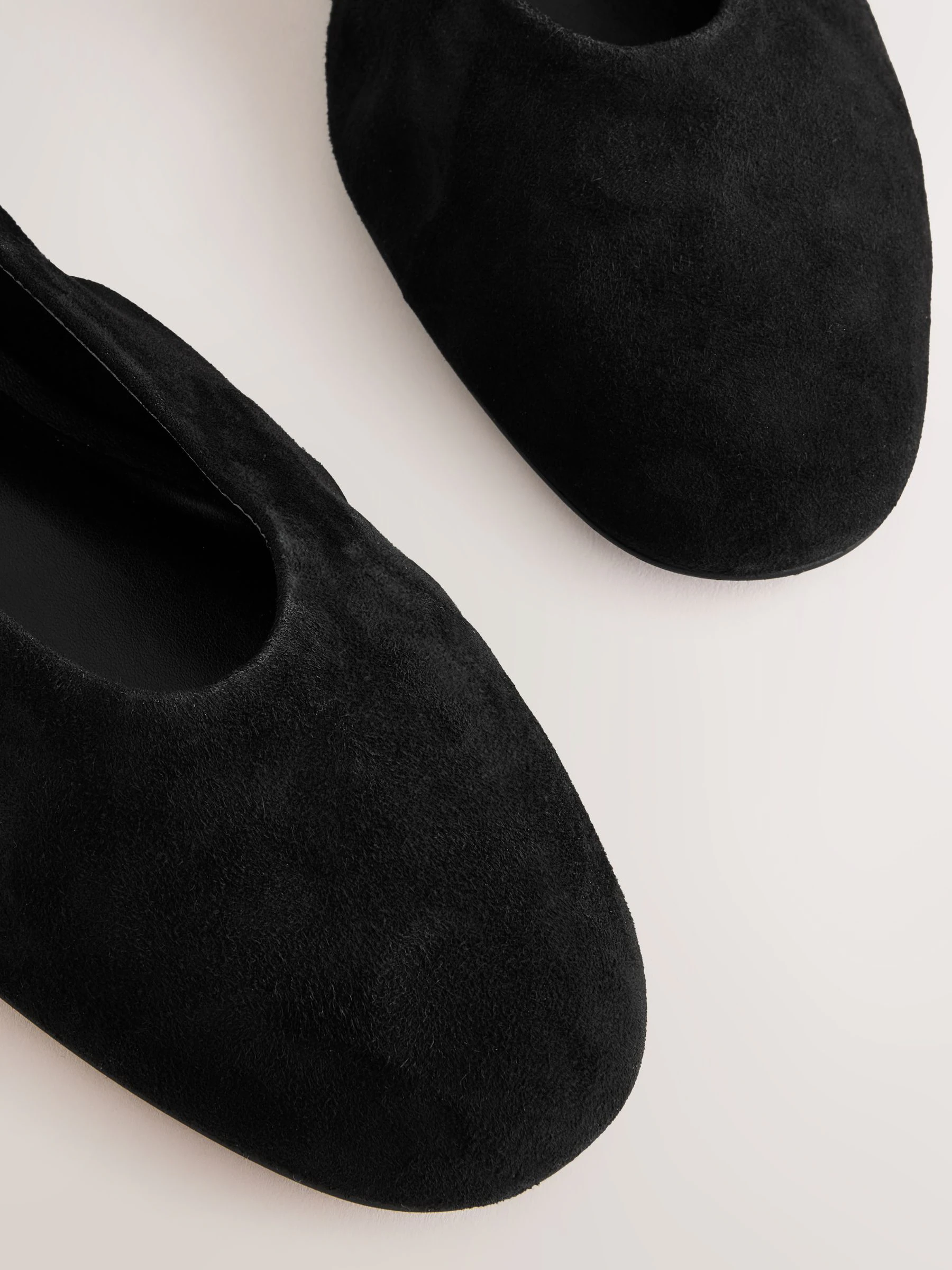Zwart suède - Leren ballerina met ronde neus