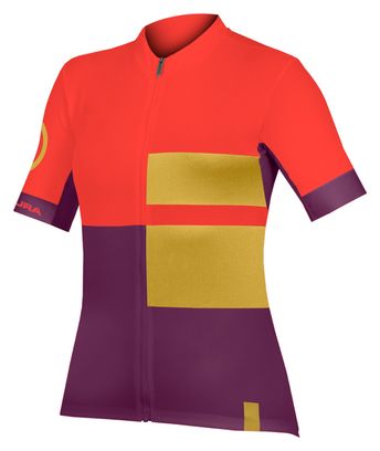 Maillot Manches Courtes Endura FS260 Femme Grenade Rouge / Jaune
